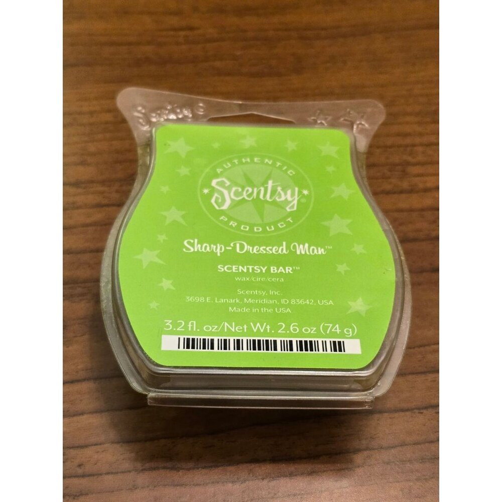 Scentsy Sharp-Dressed Man Wax Bar 2.6 Oz Green Scented Cubes Made In USA